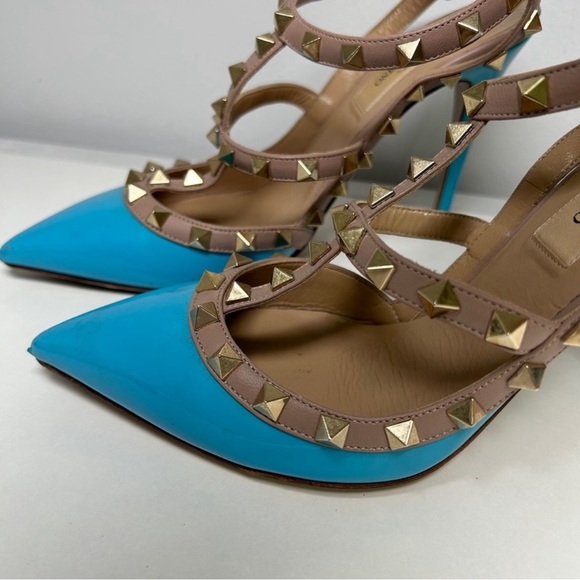 VALENTINO GARAVANI Rockstud Accents Leather T-Strap Pumps - Picture 7 of 12